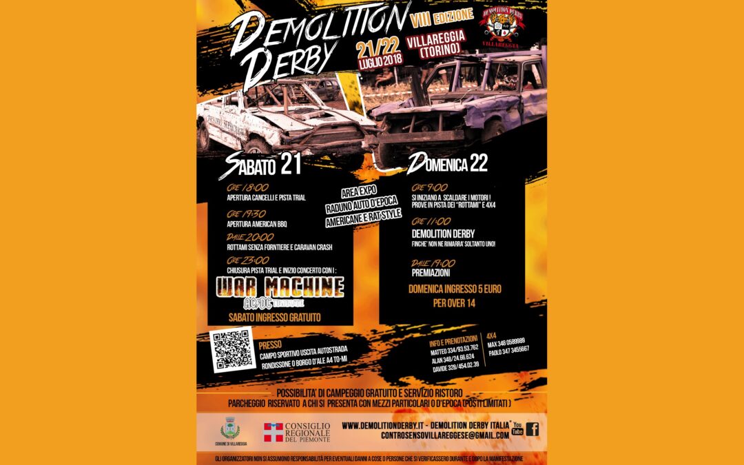 FESTA DEI MOTORI , DEMOLITION DERBY E PISTON’S CUP 2018 A VILLAREGGIA